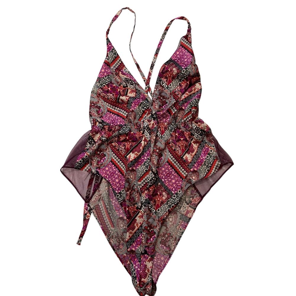 Victoria’s Secret Bodysuit Floral Lace Mesh Size Large